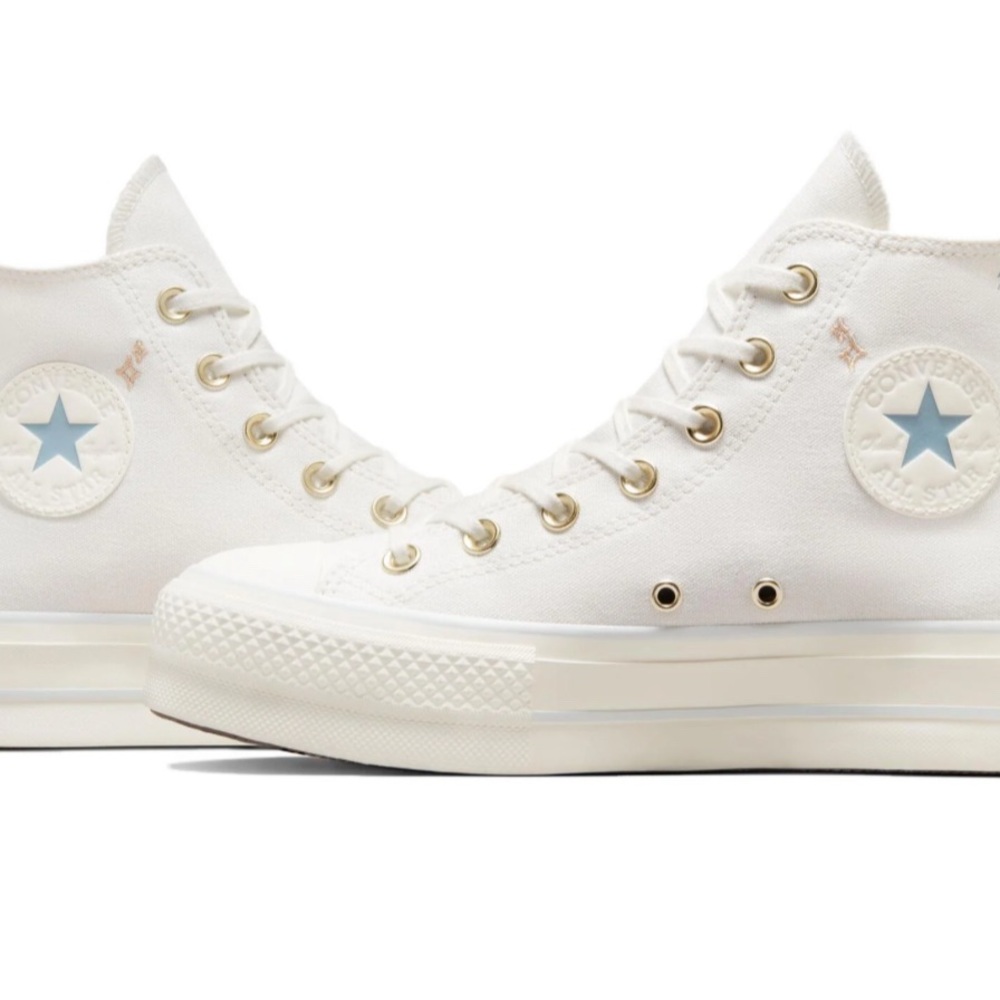 Converse vintage white/cocoon blue detailing